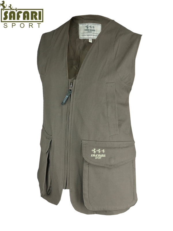 Gilet Safari Sport 125 linea "Heritage" in 100% cotone canvas teflonato antistrappo con ampie tasche frontali e doppio carniere foderato in nylon