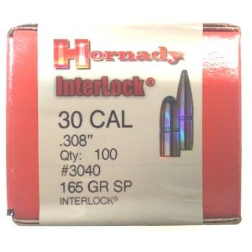 HORNADY INTERLOCK 3031 Palle SP Cal.30 .308'' 165 grs Conf. da 100 palle
