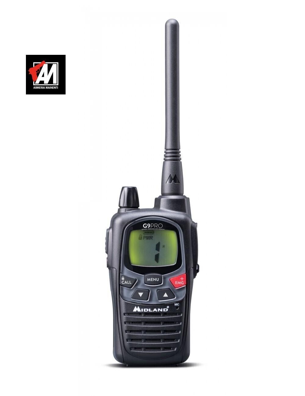 MIDLAND - G9 PRO Nero – Ricetrasmittente Bibanda PMR446 / LPD Alte Prestazioni
