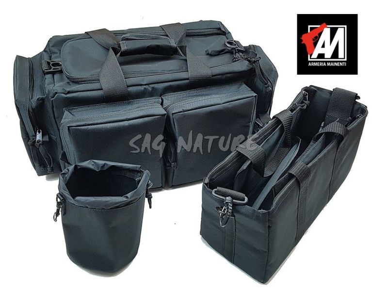 6201004 – BORSA TACTICAL – 5 TASCHE ESTERNE + 2 COMPARTI INTERNI 40X20X16 CM + BORSA CILINDRICA CON RETE SUL FONDO – MIS 60X40X27 CM –