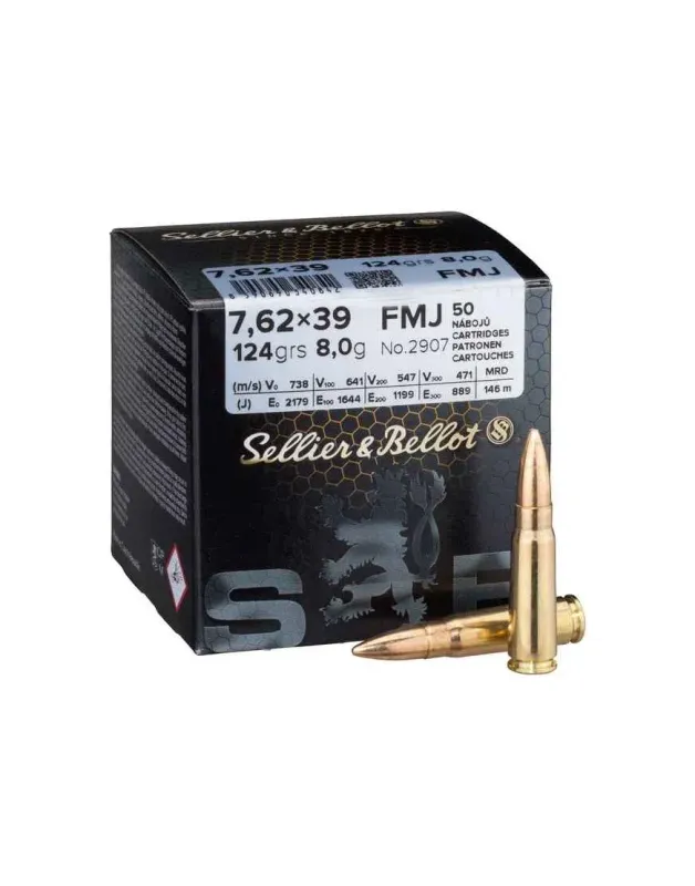 SELLIER & BELLOT  COLPI  7,62 X39  123 GRS FMJ CF. 50 PZ