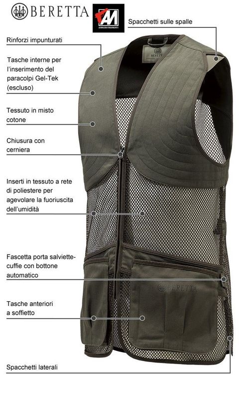 BERETTA Gilet Unisex Full Mesh Vest Green Moss  Cotone 35,00% Poliestere 65,00%