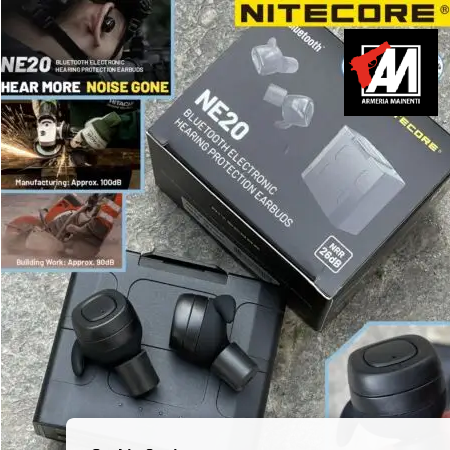 NITECORE - NE20 - Auricolari Elettronici Bluetooth  protezione acustica in-ear su rumori superiori a 82dB -