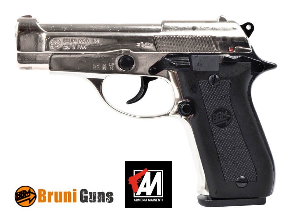 BRUNI pistola a salve BERETTA 84 FS NIKEL cal. 9 mm  scacciacani LIBERA VENDITA