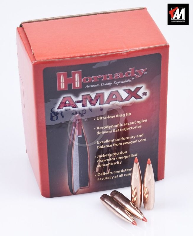 HORNADY PALLE A-MAX 308" 168GR MATCH -30502 CF. 100 PZ