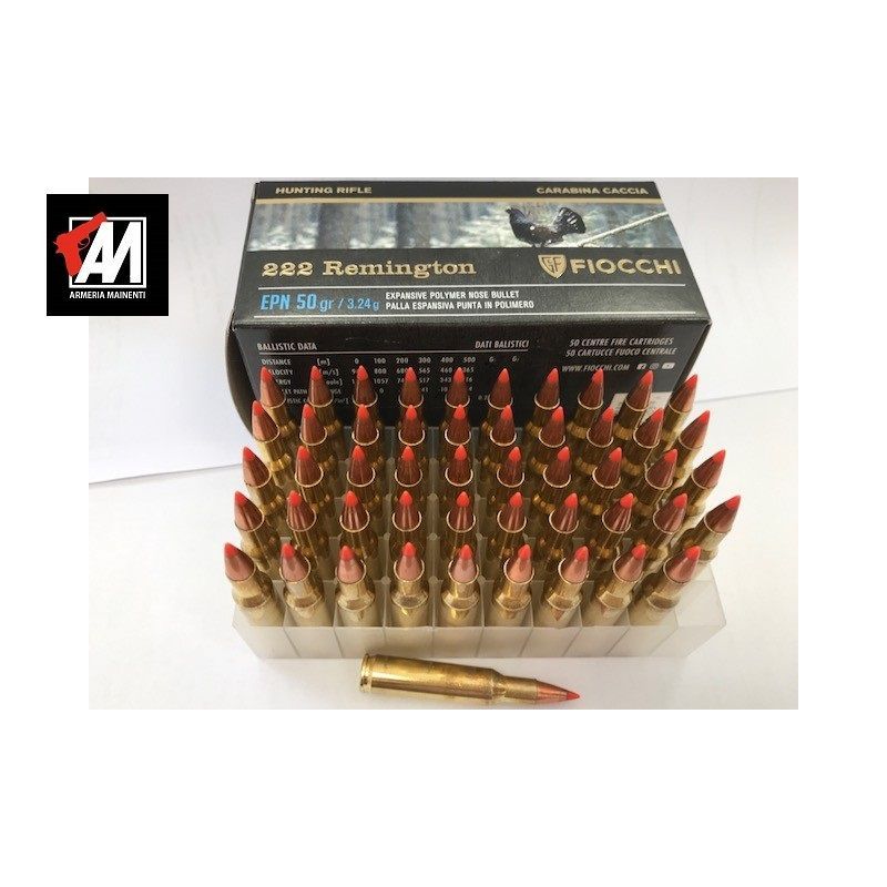 FIOCCHI MUNIZIONI-COLPI CAL. 222 REM -  EPN CF.20 PZ