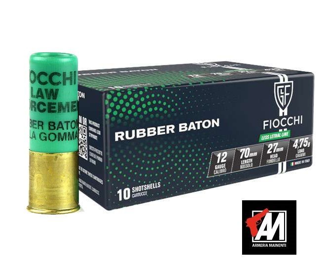 FIOCCHI CARTUCCE PALLA GOMMA RUBBER BATON  CAL.12  -  - CONF.  10  PZ. NON LETALI