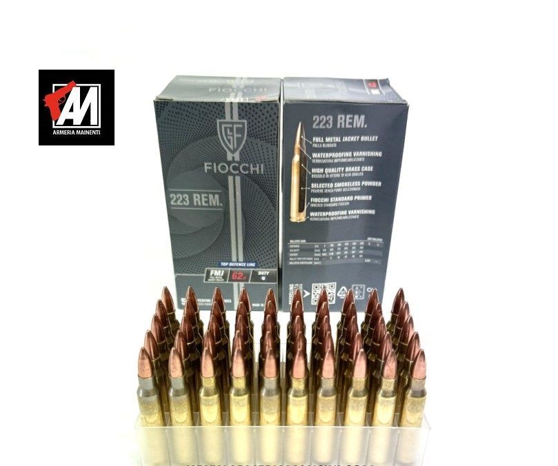 FIOCCHI MUNIZIONI-COLPI CAL. 223 REM -  FMJ 62 GRS -  CF.50 PZ