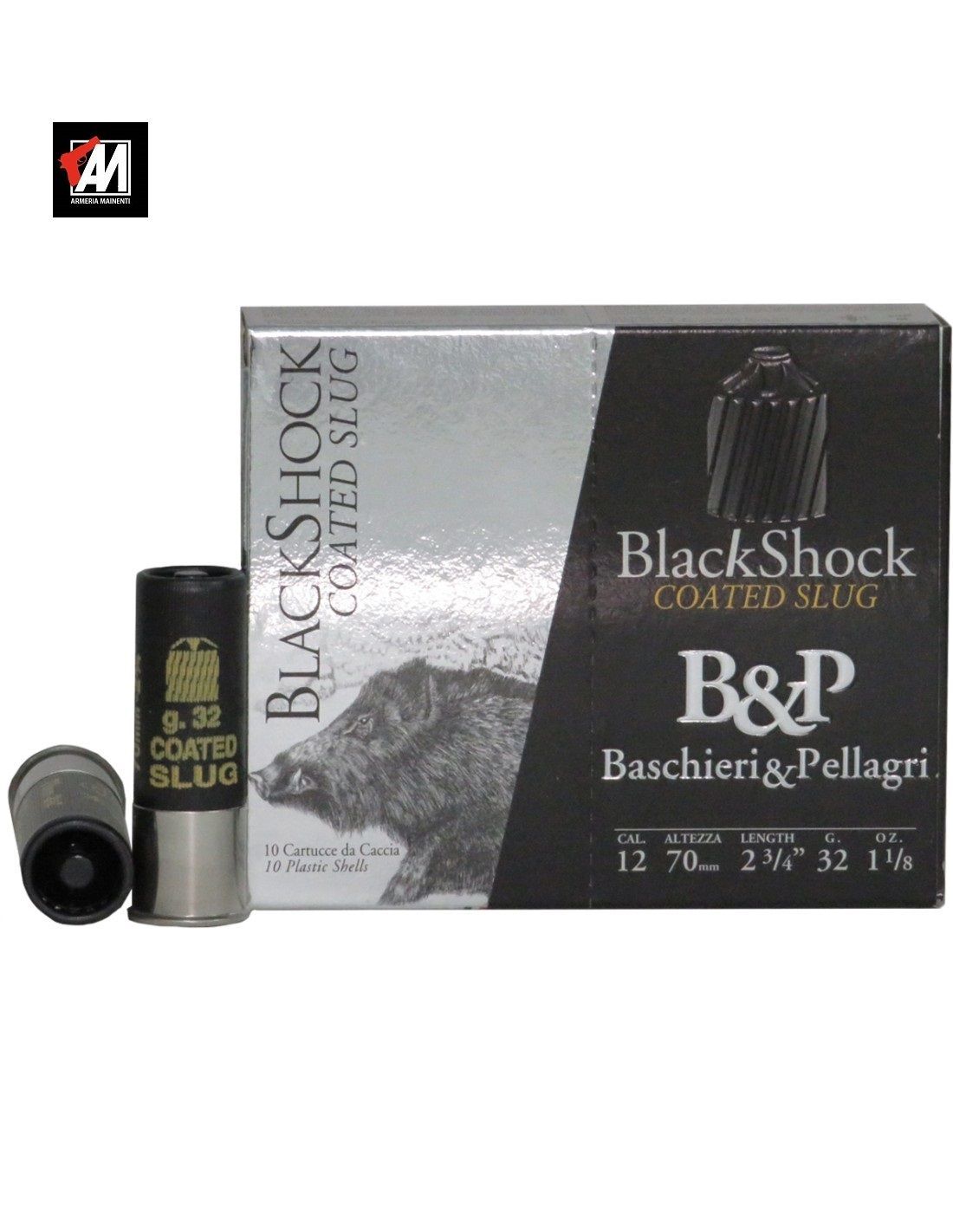 BASCHIERI CARTUCCE PALLA BLACK SHOCK mm.70 CAL.12  -  - CONF.  10  PZ.