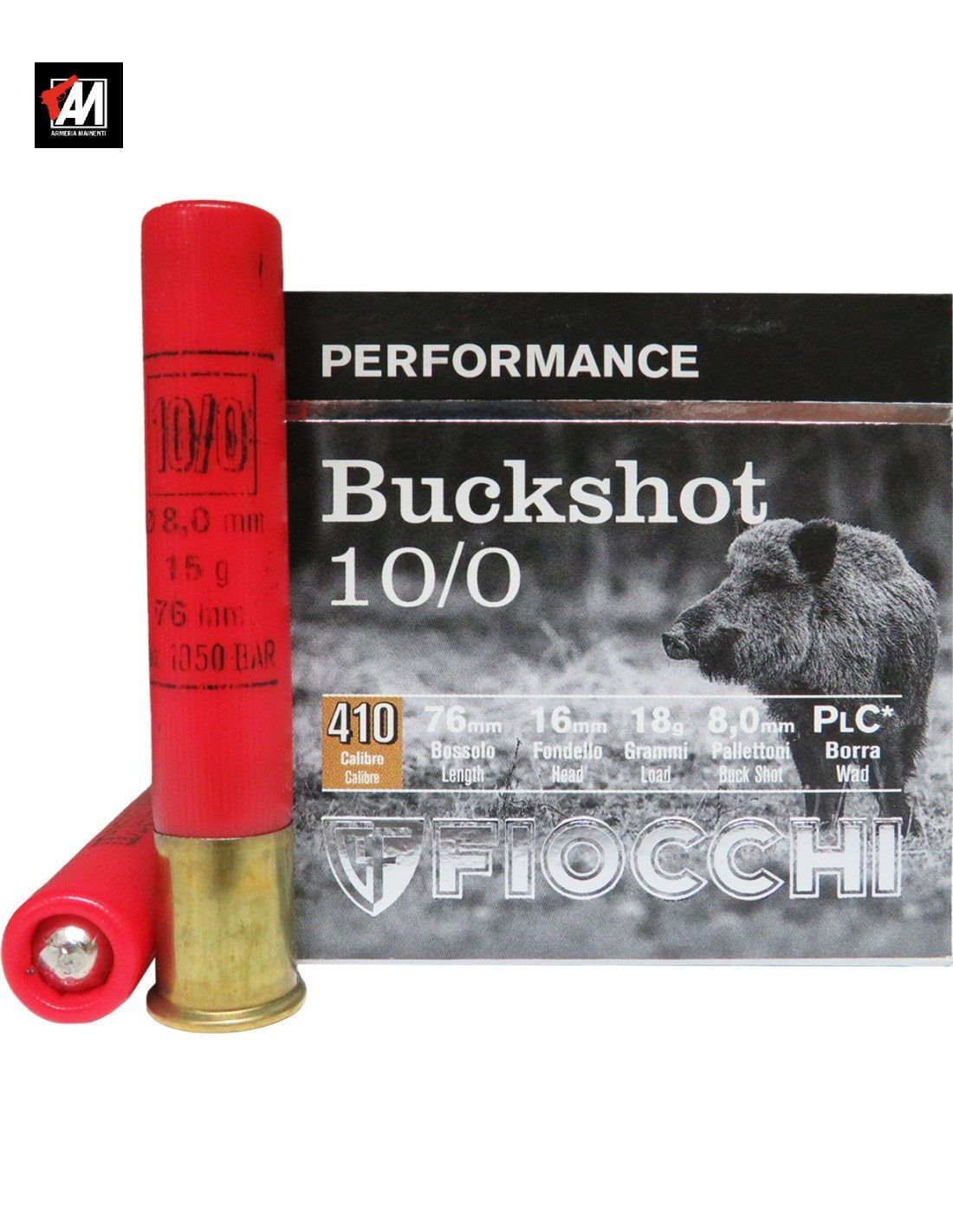 FIOCCHI CARTUCCE PALLETTONI 10/0 BUCKSHOT  CALIBRO 410 - 25 PEZZI