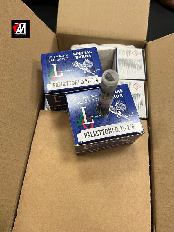 ALG MUNIZIONI CARTUCCE PALLETTONI CAL.28 -  7/0 - 15 P. CONF. 15 PZ.