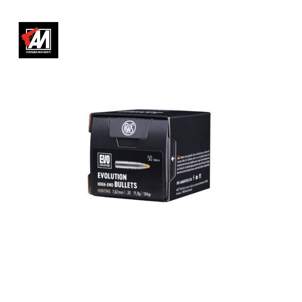 RWS EVOLUTION  Palle calibro 7,62.308'' 184 grs Conf. da 50 palle cod.RWS 2315959