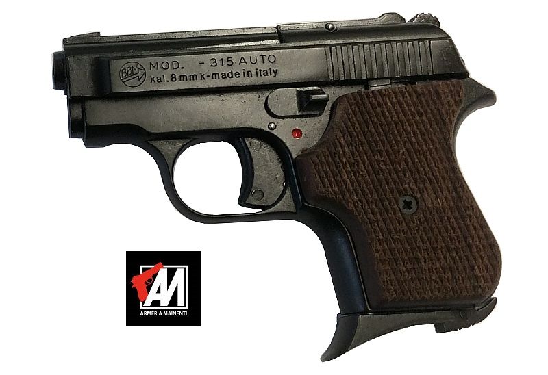 Pistola Bruni a salve 315 auto nera Guancette Legno calibro 8 mm