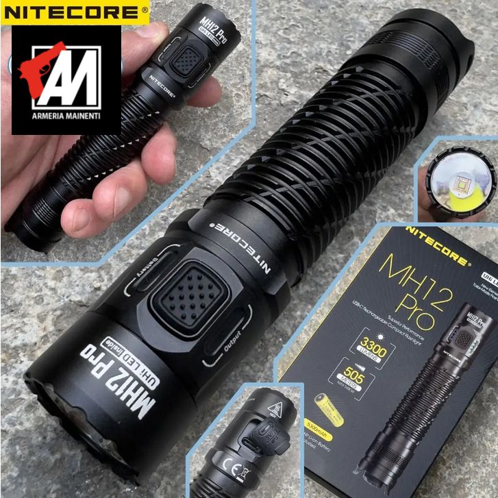 Nitecore - MH12 PRO - Ricaricabile USB - 3300 lumens e 505 metri - Nitecore - MH12 PRO - Ricaricabile USB - 3300 lumens e 505 metri -