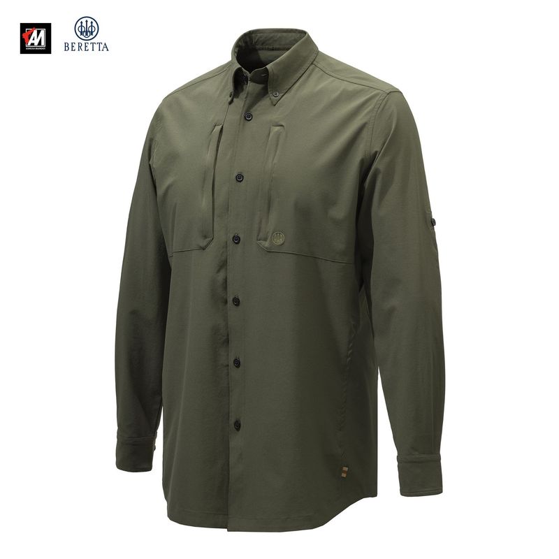 BERETTA Plain Lightweight Shirt ESTIVA COLORE GREEN MOSS BERETTA Plain Lightweight Shirt ESTIVA COLORE GREEN MOSS