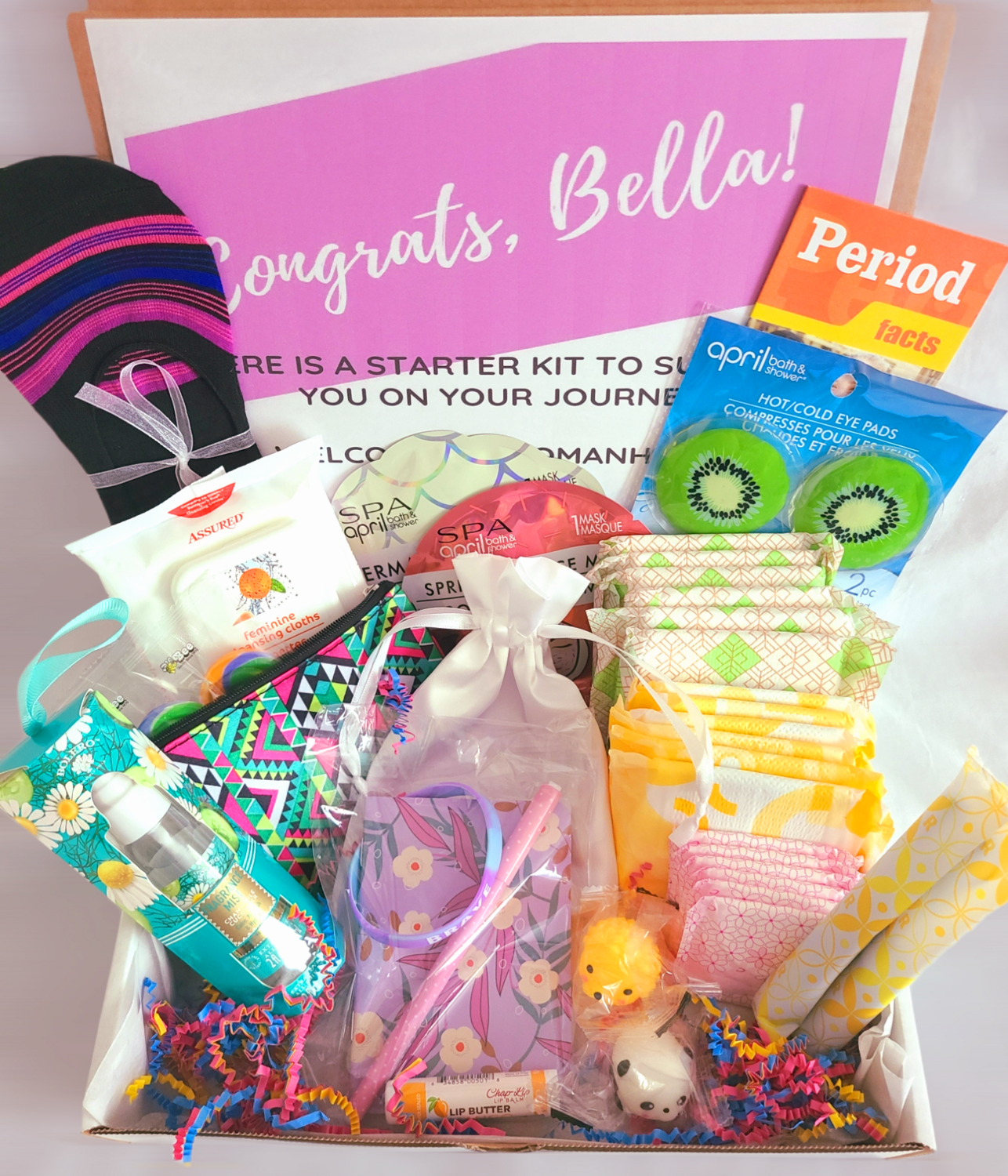 First Flow Spa Gift Box, Gifts for Tweens, Gifts for Teens, Care Package, Menstruation Care Package