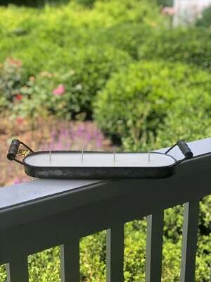Galvanized Tray Candle with Handles