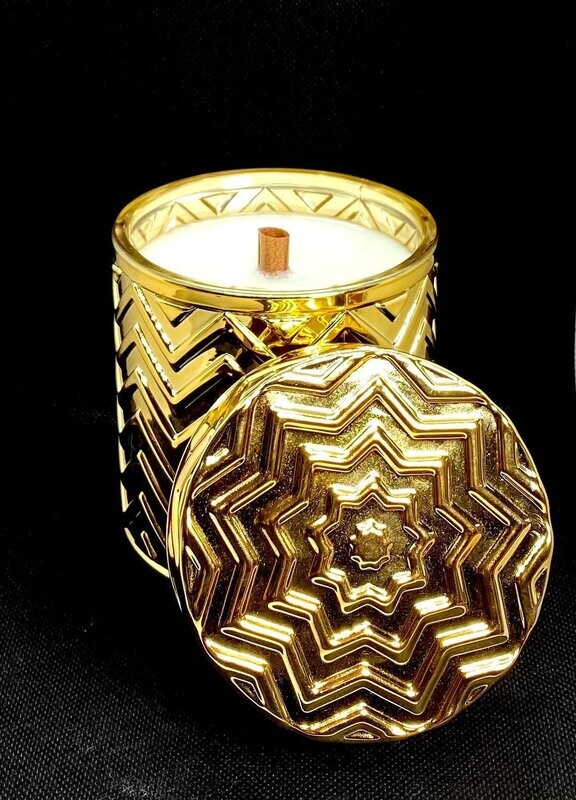 Luxurious Gold Cut Glass Candle