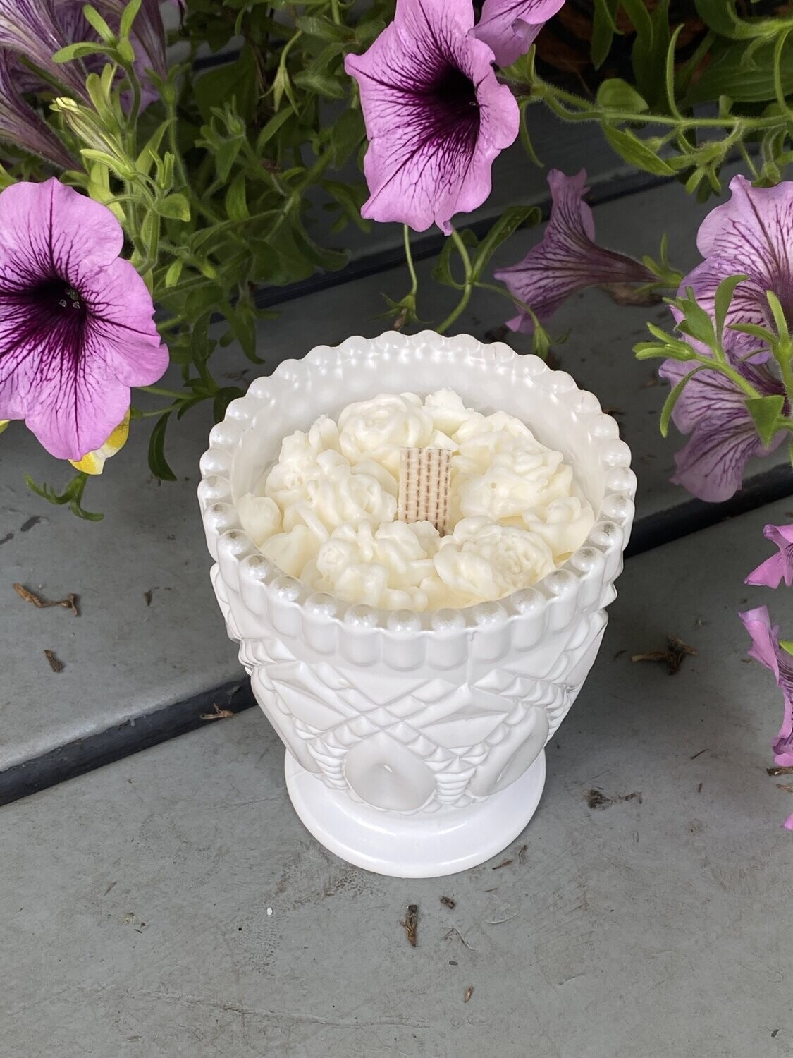 Cut Glass Spring Flower Medley Candle with "Waxscents"