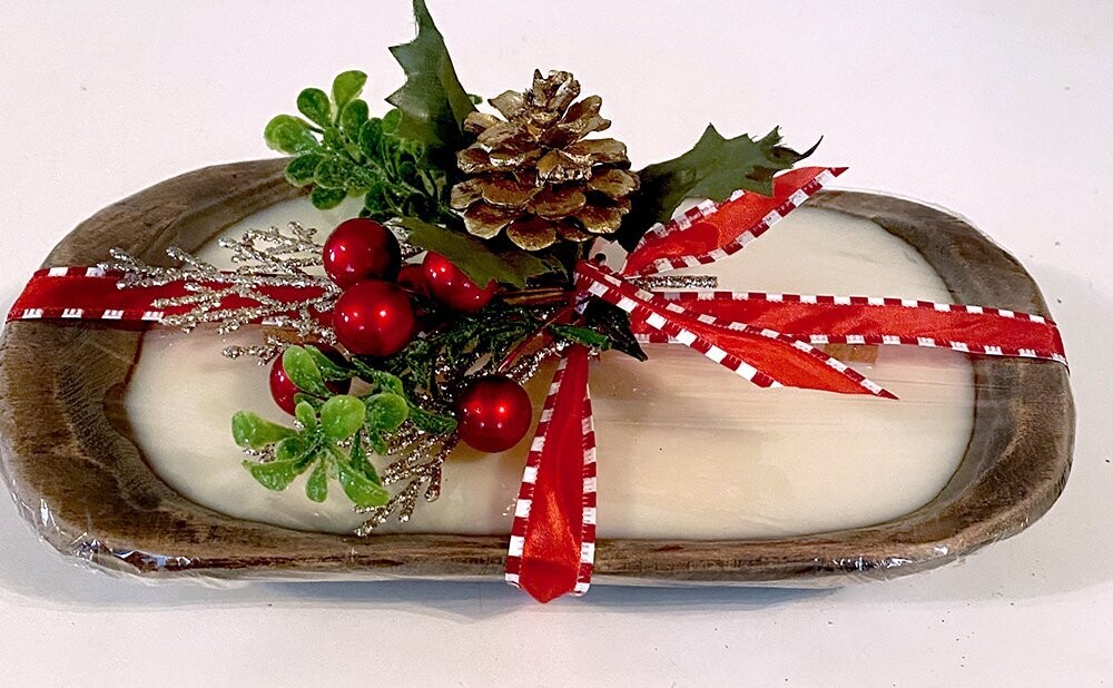 Country Christmas Dough Bowl Candle