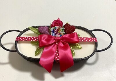 Happy Birthday - Galvanized Tray Candle