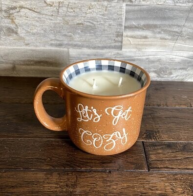 "Let's Get Cozy" Fall Mug Candle