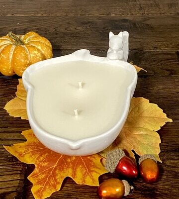 Ceramic Acorn and Squirrel Fall Candle