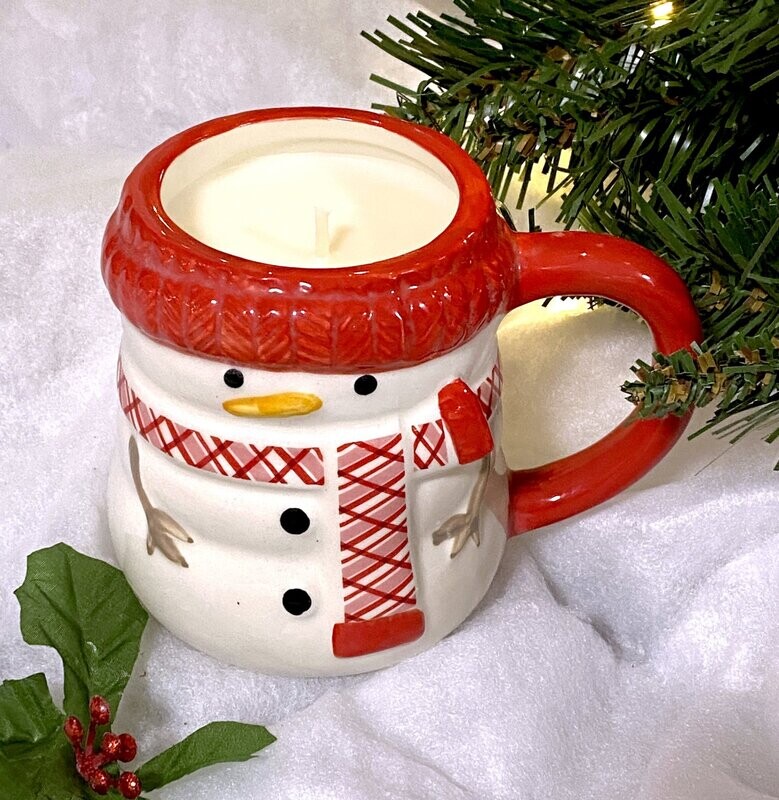 Christmas Snowman Coffee Cup Candle