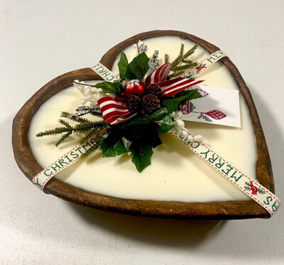 Christmas Heart Dough Bowl Candle 4