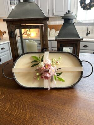 Mother's Day Galvanized long tray candle with handles
