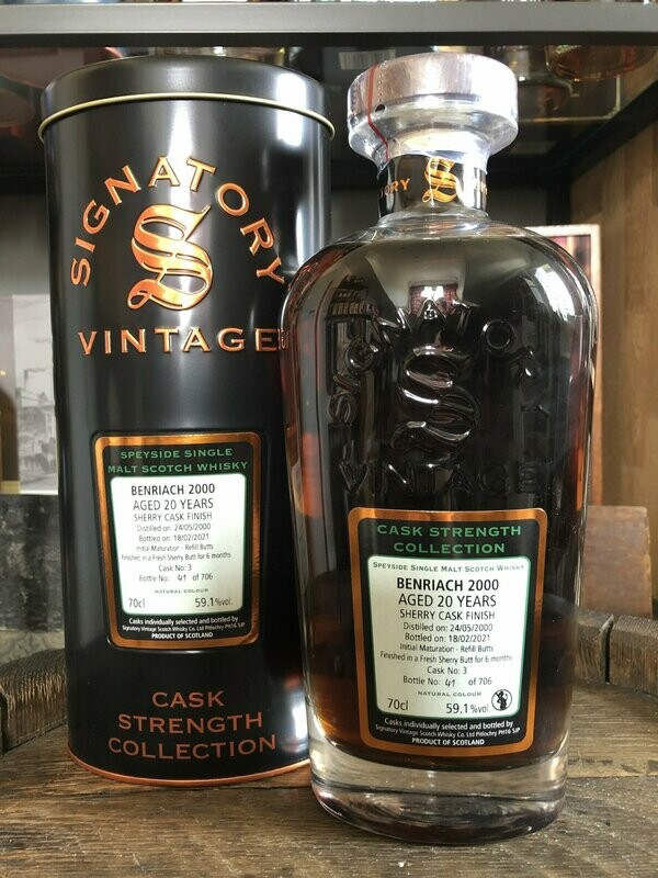 Benriach 20 Jahre Signatory 2000/2021 mit 0,7L und 59,1% Benriach 20 Jahre Signatory 2000/2021 mit 0,7L und 59,1%