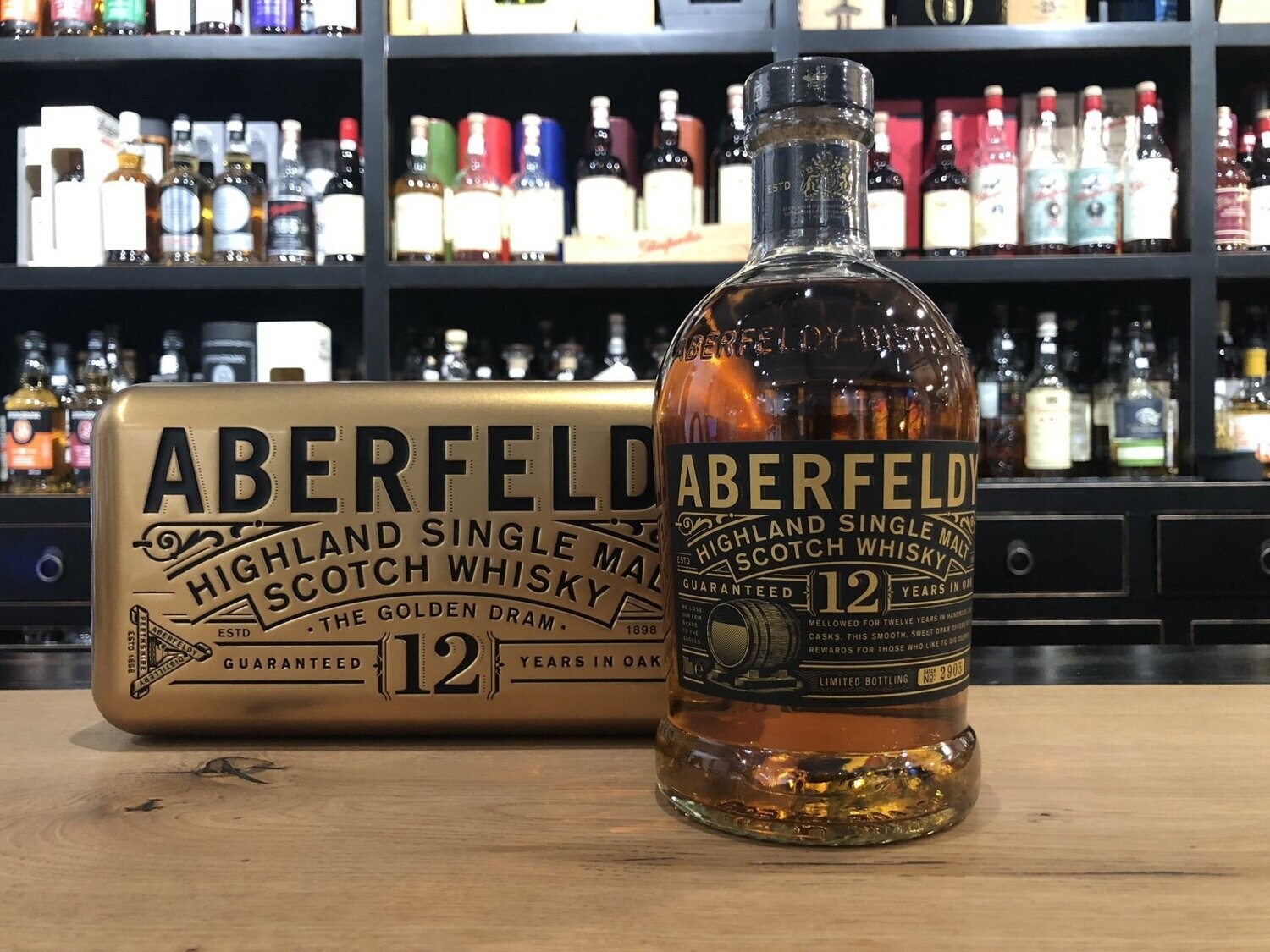 Aberfeldy 12 Jahre mit 0,7 L und 40% mit Goldbarren Verpackung