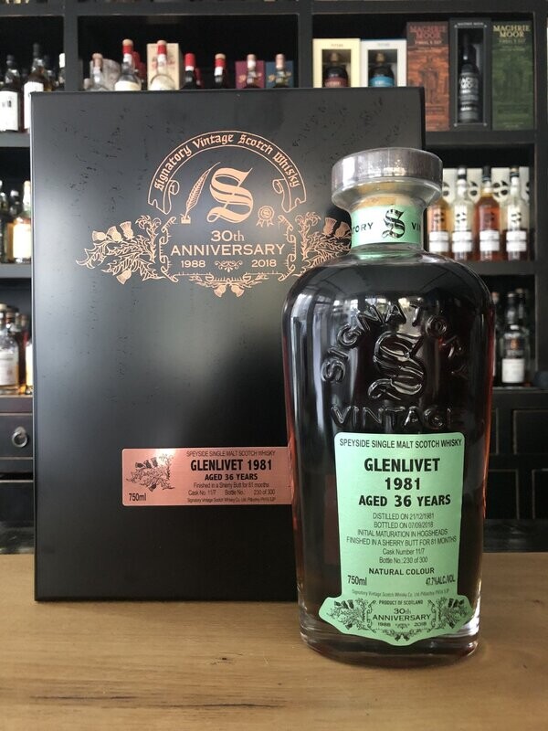 Glenlivet 36 Jahre 1981/2018 Cask 11/7 Set mit Gläsern Glenlivet 36 Jahre 1981/2018 Cask 11/7 Set mit Gläsern