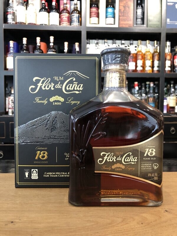 Flor de Cana Rum 18 Jahre Centenario mit 0,7l und 40% Flor de Cana Rum 18 Jahre Centenario mit 0,7l und 40%