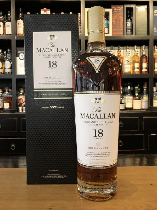 Macallan 18 Jahre Sherry Cask 2022 mit 0,7L und 43% Macallan 18 Jahre Sherry Cask 2022 mit 0,7L und 43%