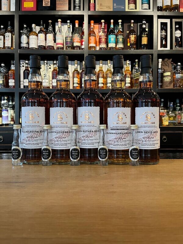 Signatory 100 Proof Set mit 5 Whiskys für Zuhause oder als Geschenk Signatory 100 Proof Set mit 5 Whiskys für Zuhause oder als Geschenk