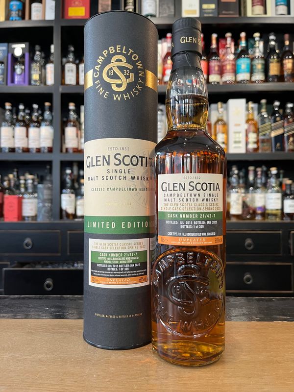 Glen Scotia 2015/2022 1st Fill Bordeaux Red Wine Cask 21/42-7 Glen Scotia 2015/2022 1st Fill Bordeaux Red Wine Cask 21/42-7