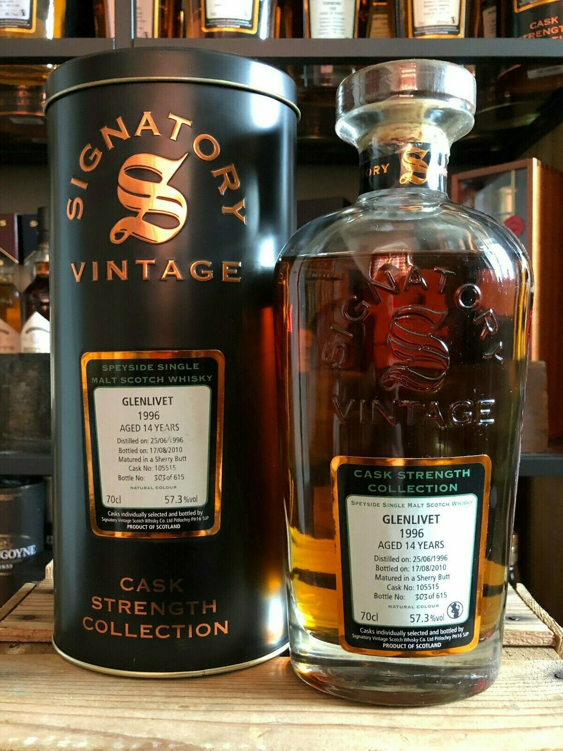 Glenlivet 14 Jahre Signatory 1996/2010 mit 0,7L und 57,3% Glenlivet 14 Jahre Signatory 1996/2010 mit 0,7L und 57,3%