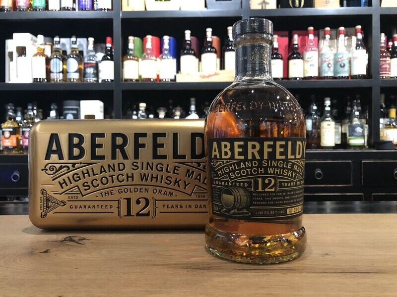 Aberfeldy 12 Jahre mit 0,7 L und 40% mit Goldbarren Verpackung