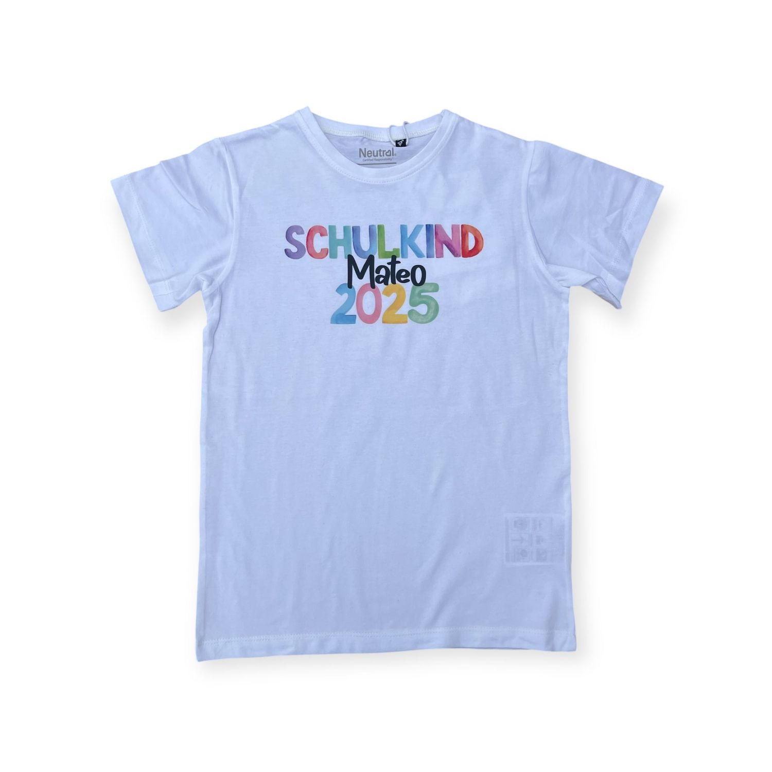 SCHULKIND T-SHIRT PERSONALISIERT (Weiß/Bunt)
