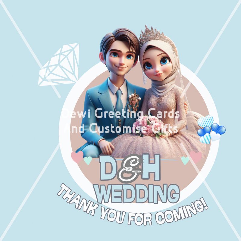 Custom Spectacle Towel 15cm x 15cm. Suitable For Wedding Berkat, Engagement, Anniversary.