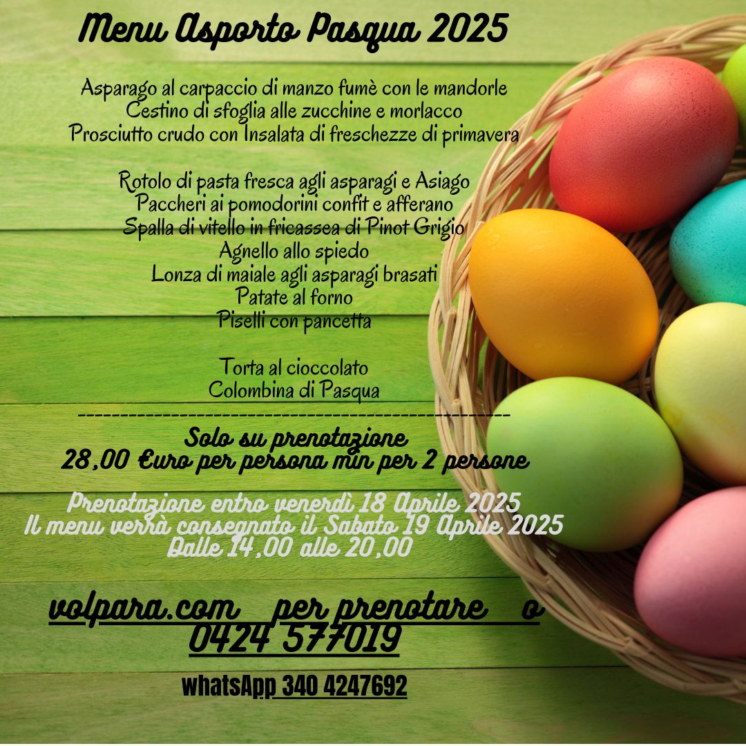 Menù da  Asporto Pasqua  2025