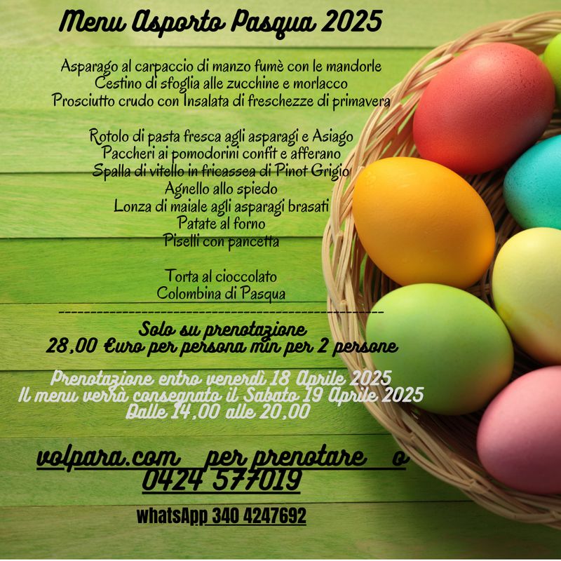 Menù da  Asporto Pasqua  2025