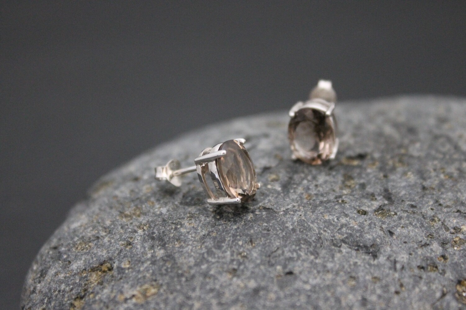 Stud Earrings - Smoky Quartz