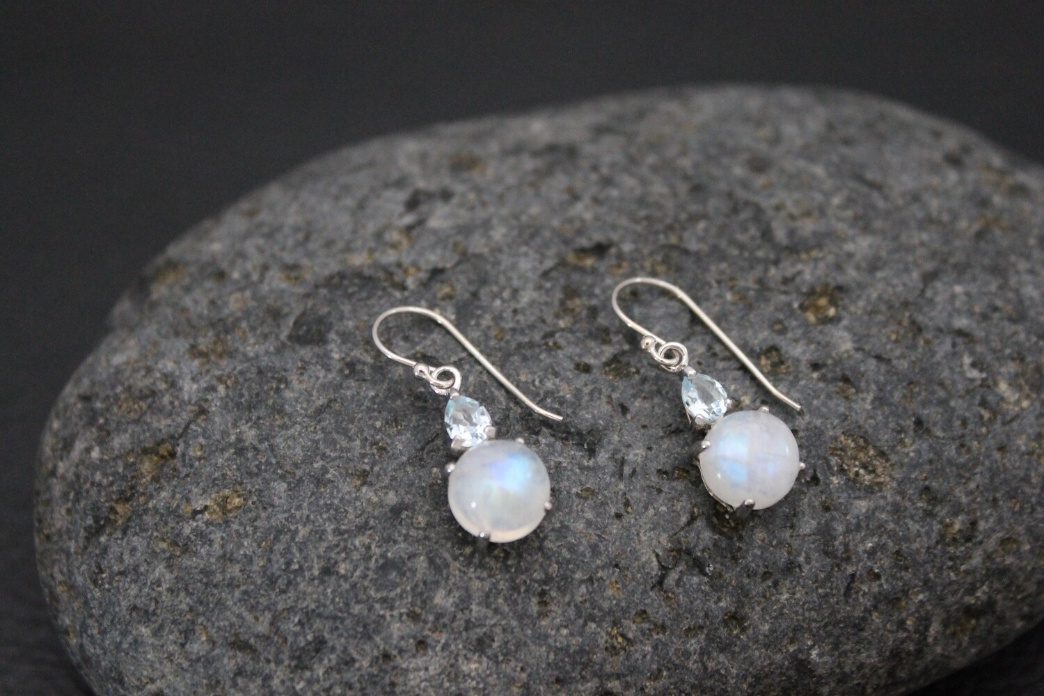 Earrings - Blue Topaz &amp; Moonstone