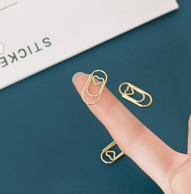 Gold Paper Clips Metal 'Heart' - 120 pieces