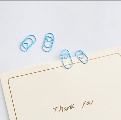Baby Blue Paper Clips Metal 'Heart' - 50 pieces