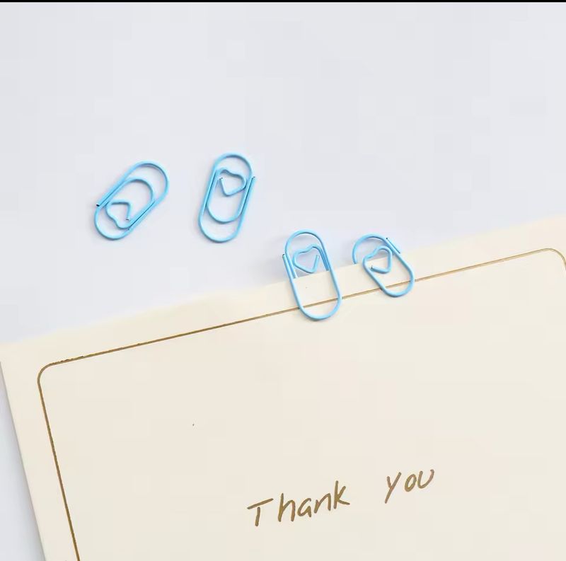 Baby Blue Paper Clips Metal 'Heart' - 50 pieces