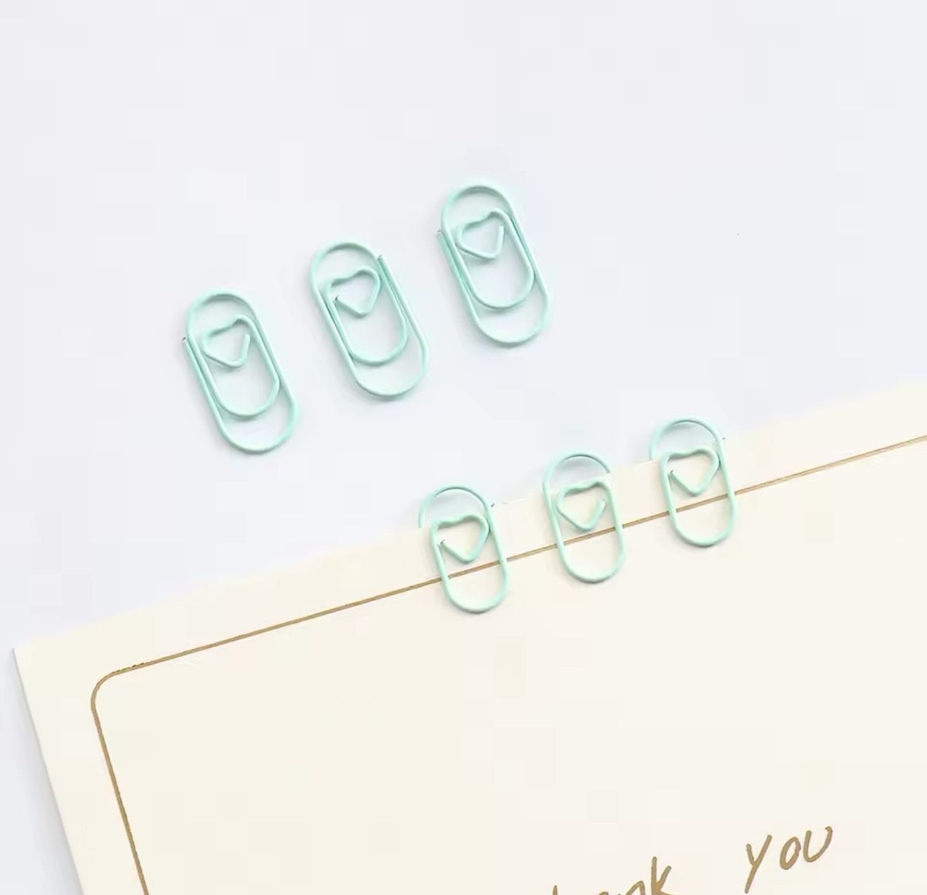 Mint Paper Clips Metal 'Heart' - 50 pieces