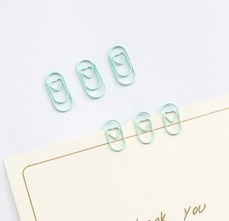 Mint Paper Clips Metal 'Heart' - 50 pieces